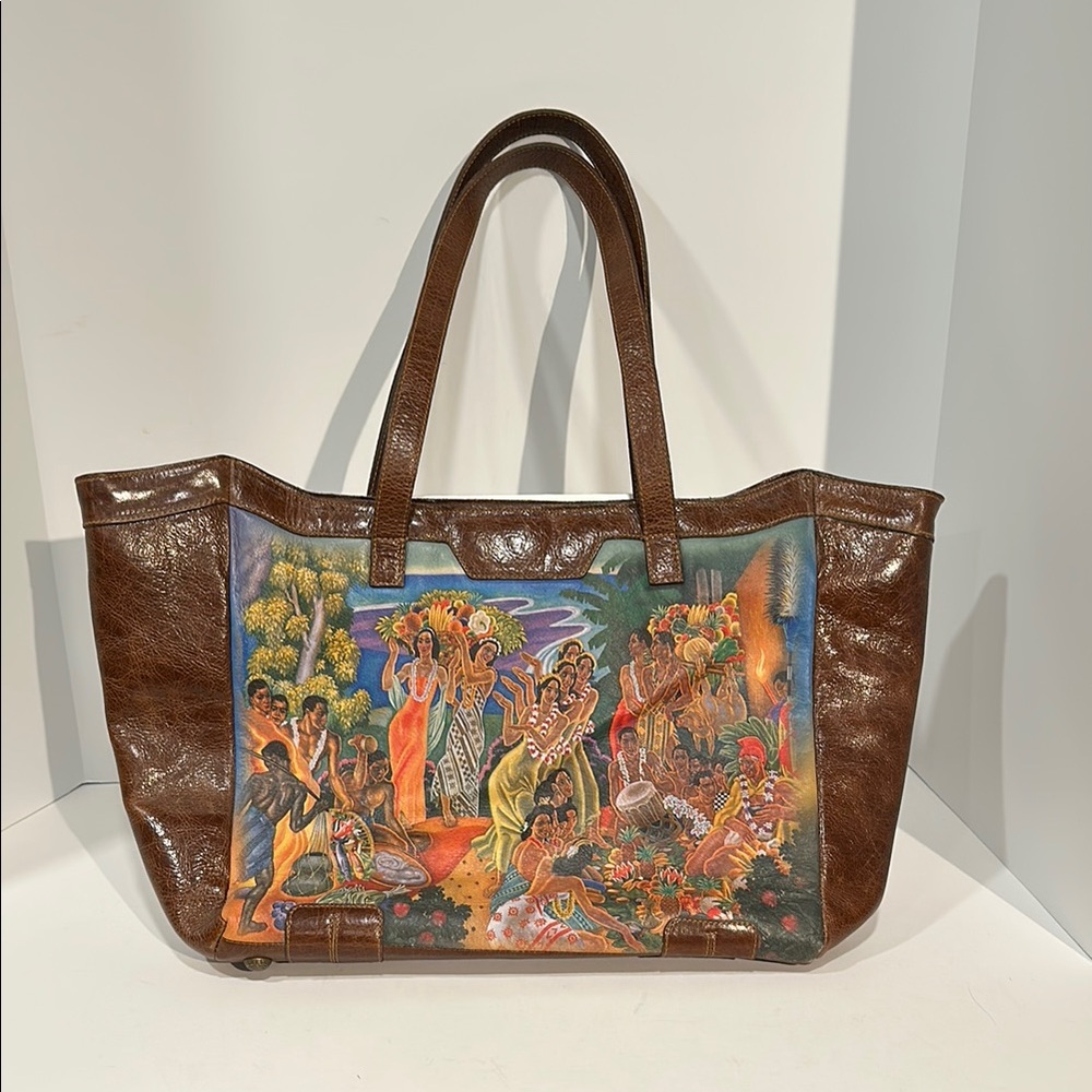 Rare Icon Los Angeles Painted Leather Tote Bag